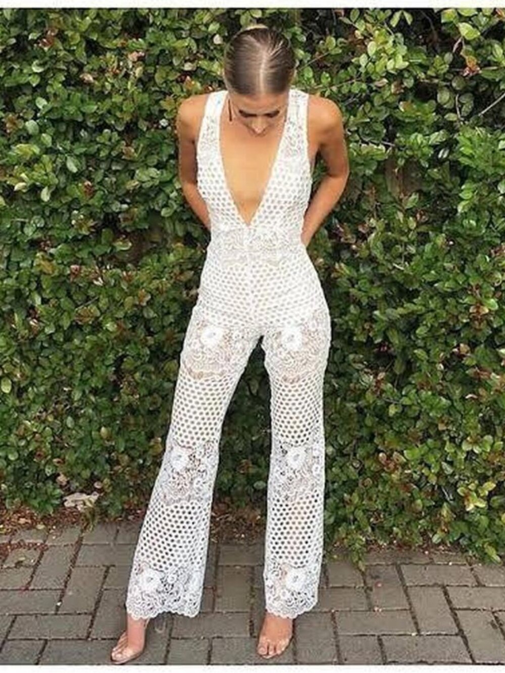 ALICE McCall crochet lace New Romantics Victorian nude Jumpsuit dress jumper 6